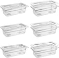 6 Pack 1/3 Size 4'' Deep Clear Food Pans with Lids Commercial Food Pans Polycarbonate Transparent Food Storage Containers Stackable Plastic Pan with Capacity Scale Restaurant Supplies Hotel Pan