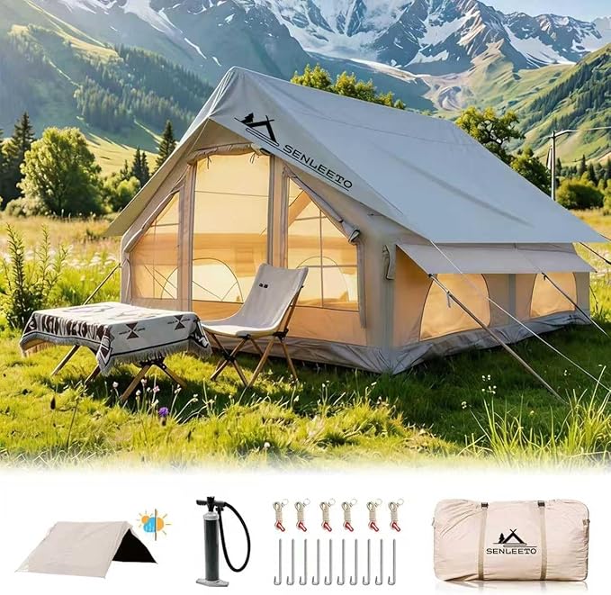 Inflatable Tents for Camping Large Inflatable Camping Tent with Hand Pump Easy Setup Tents for 2/4/6/8/10/12 People Portable Glamping Tent