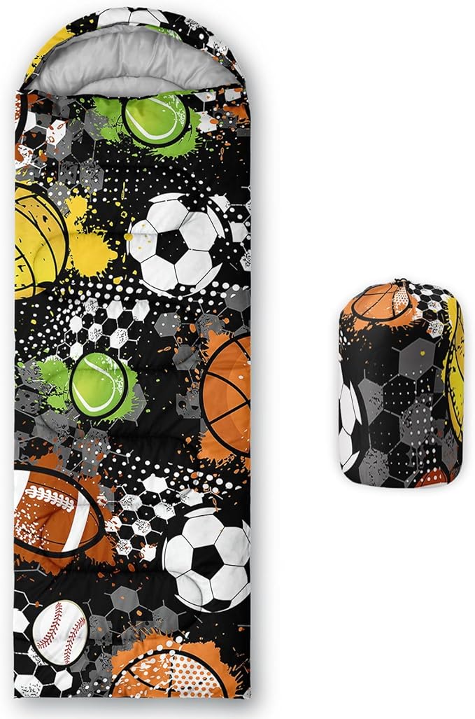 Kids Sleeping Bag for Boys GirlsCute Puppy Print-Lightweight Warm Portable Outdoor Indoor-Waterproof Cold Weather Resistant Sleeping Bag for Camping Hiking