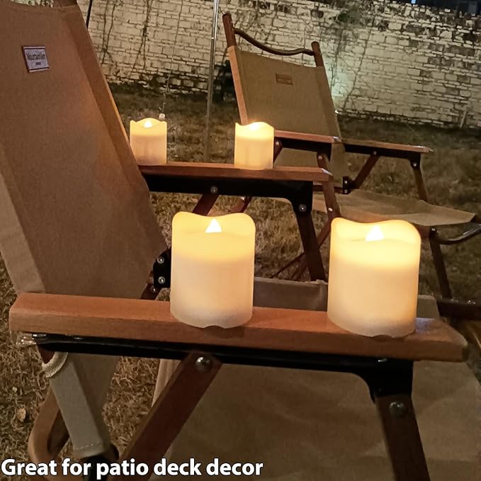 Solar Candles Outdoor Waterproof 8pcs Rechargeable Dusk to Dawn Little Votive Candles Flameless Flickering Solar Tea Lights for Patio Yard Deck Pathway Window Outdoor Lantern Decor (Warm White)