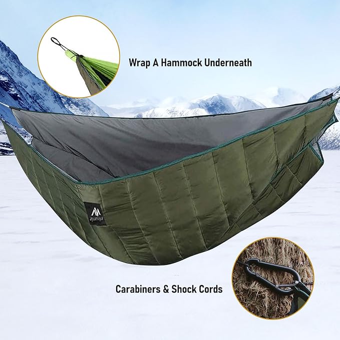 AYAMAYA Single &amp Double Hammock Underquilt Full Length Big Size Under Quilts for Hammocks Camping Backpacking Essential Winter Cold Weather Warm UQ Blanket Bottom Insulation