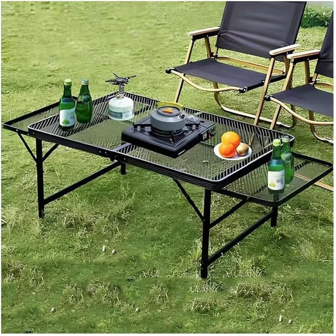 Metal Folding Table Lightweight Grill Side Table for Backpacking Party Beach Fishing Quick Setup Foldable Camping Table