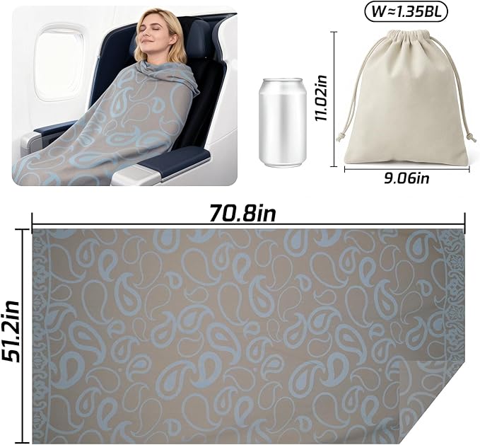 Travel Blanket Airplane - Ultra Soft &amp Lightweight Knit Design Compact Airplane Blanket53x72 InchStylish Travel Shawl Wraps for FlightsOfficeHome UseTravel Essentials &amp Gifts