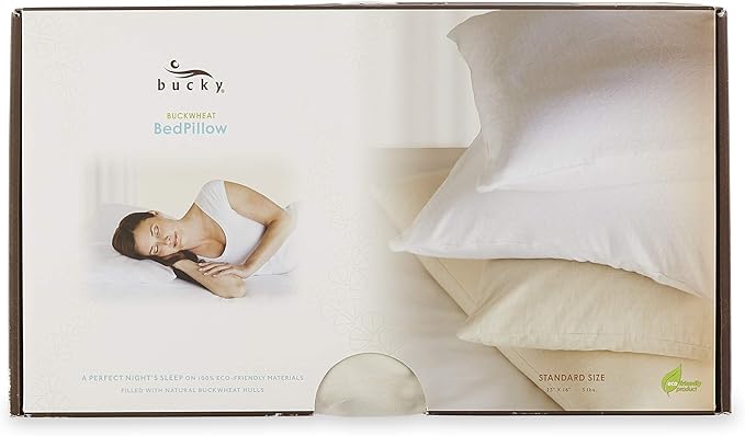 Bucky 100% Buckwheat Filled Pillow Collection Standard 23x16 Natural Twill