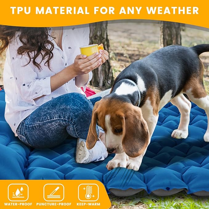 Inflatable Camping Mat Ultra-Lightweight Sleeping Pad with Built-in Pillow &amp Foot Pump Camp Pads for Backpackers Hikers &amp Outdoor Enthusiasts Easy to Carry Gifts