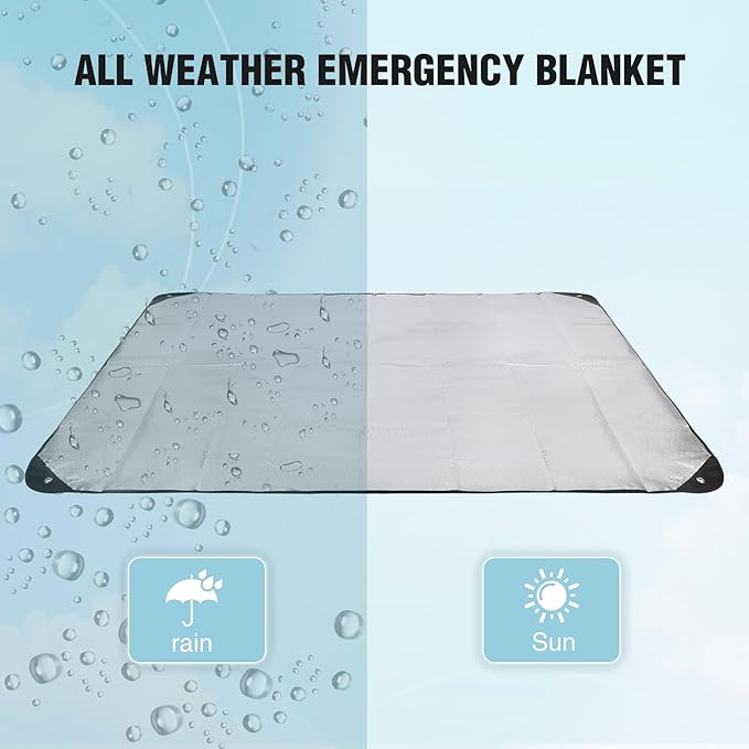 RedSwing 4 Pack Emergency Blankets Waterproof Survival Thermal Tarp Multipurpose Reflective Insulated All Weather Blankets for Camping Hiking Black