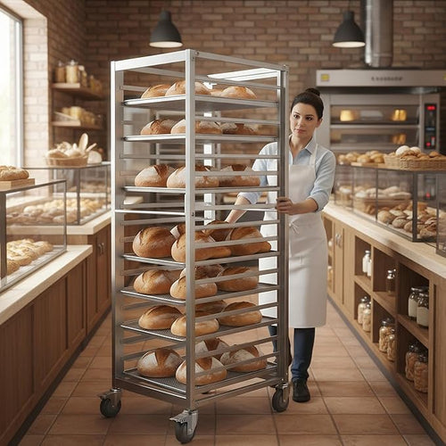 18 Tier Aluminum Home Commercial Kitchen Bakery Cooling Rack with 4 Wheels Commercial Heavy Duty Bun Racks for Restaurant Cafeteria Pizzeria