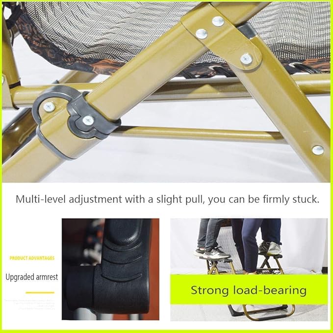 Adjustable Folding Chair Recliner Reclining Sun Loungers Chairs Heavy Duty Sun Lounger Recliner Chairs Office Lunch Break Chair Reclining Camping Chairs for Outdoor Patio Camping Beach Deck Beaut