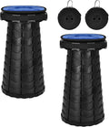 2 Pack Upgraded Collapsible Stool Folding Stool with CushionRetractable Folding Stool Max Load Capacity 400lbs Portable Telescoping Stools for Camping Hiking Outdoor BBQ -Black