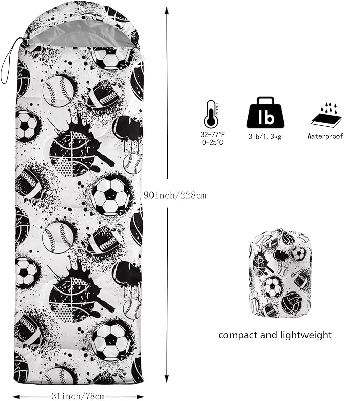 Axolotl Colorful Cats 3 Season Sleeping Bag for Kids Girls Teens - Warm and Cool Weather Pet Animal Theme Waterproof Lightweight for Traveling Outdoors Camping Equipment