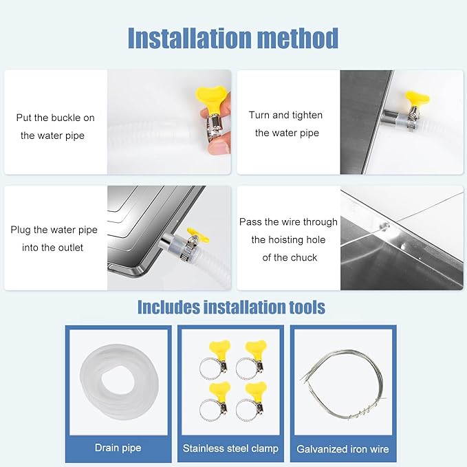 Stainless Steel HVAC Condensate Drain Pan with Water Pipe - Efficient Water Collection Leak Prevention Durable &amp Corrosion-Resistant Design for HVAC Systems