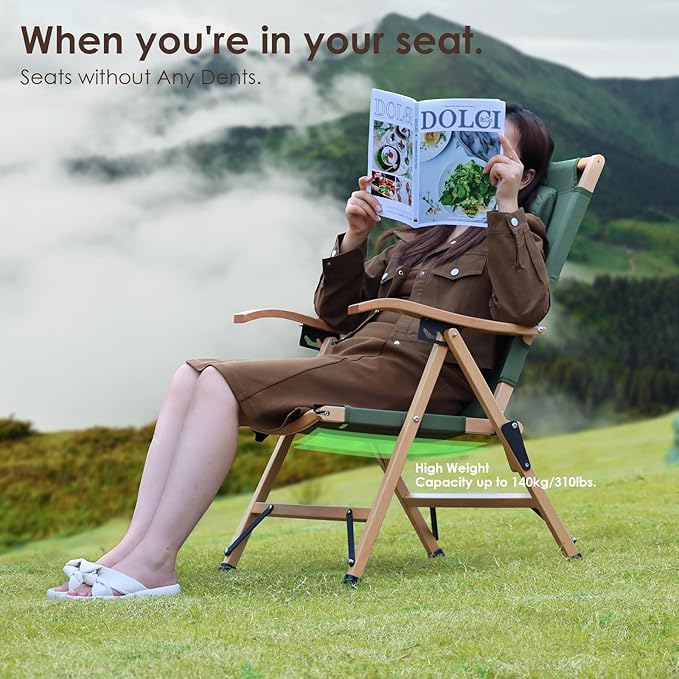 Reclining Camping Chairs with 3-Level Adjustments Folding Beach Chairs for Heavy Duty Use Includes Carry Bag for Outdoor Convenience