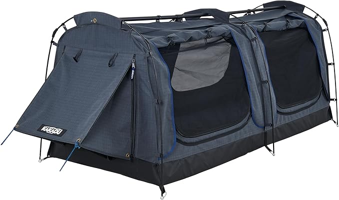 Kakadu Canvas Swag Tent 1 Person Australian Polycotton Camping Ground Tent All Seasons Waterproof with 2.75” Foam Mattress LED Lighting Carry Bag