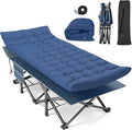 Suteck Folding Camping Cot 32In XXL Portable Outdoor Cot Heavy Duty Sleeping Bed for Adults 1200D Double Layer Oxford Camp Cots W/Pilllow Mattress Carry Bag for Home Office Nap Beach Travel 500LBS