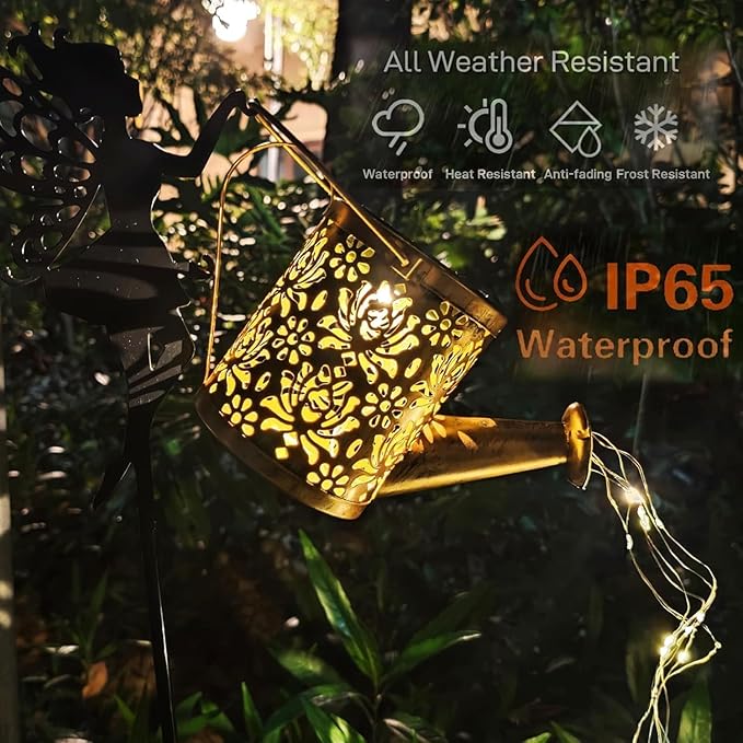 Solar Watering Can Light Outdoor Decor - Waterproof Solar Garden Pathway Lights for Yard Garden - Perfect Gifts for Women Mom Grandma Birthday (Fairy-Style)