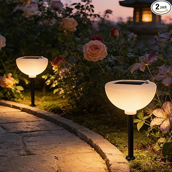 Lightdot Solar Pathway Lights Outdoor Bright Solar Powered Garden Lights Dusk to Dawn Auto On/Off IP65 Waterproof Decor Landscape Lighting for Yard/Lawn/Walkway/Driveway-2Pack