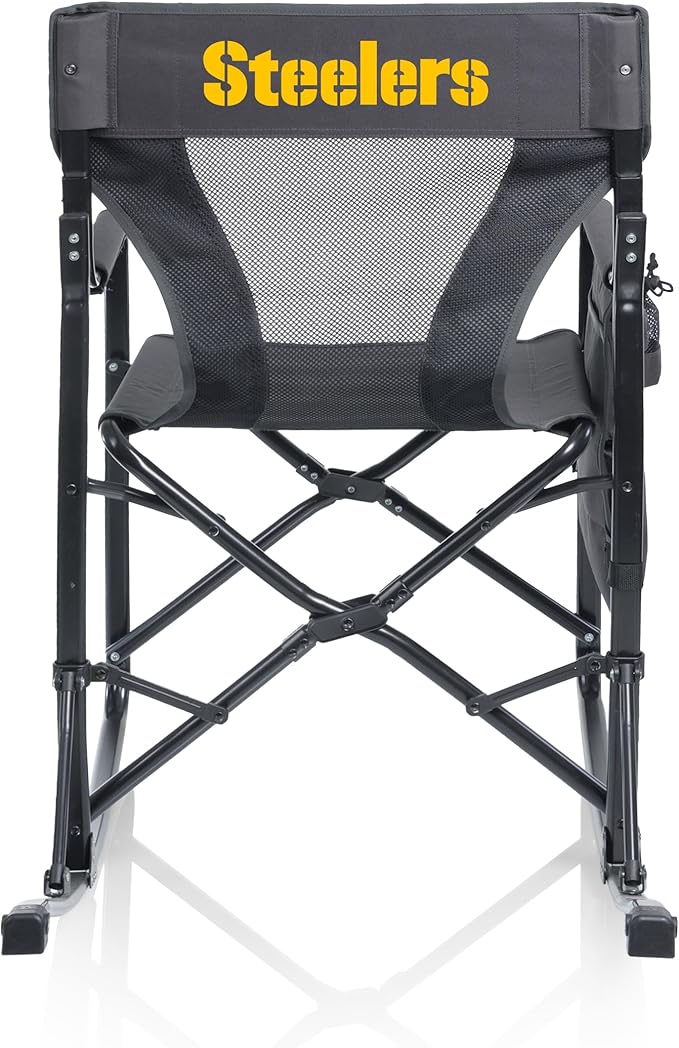 Picnic TIME NFL Woodland Rocking Camping Chair with Storage Caddy Camp Chair for Adults