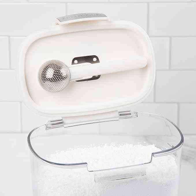 ProKeeper+ Airtight Food Storage Container Set – Clear Plastic Flour and Sugar Canister Set with Magnetic Accessories for Kitchen Organization (White 9-Piece)