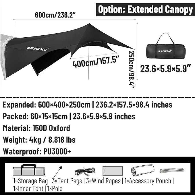 Blackdog Camping Canopy Tent - Quick Easy Set up Instant Pop up Tents for Camping 4-6 Person UV Resistant Sun Shelter for Sporting Events Family Camping Trip Outdoor Activities