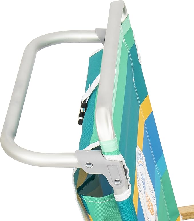 Tommy Bahama 5-Position Classic Lay Flat Backpack Beach Chair with Cooler and Cup Holder Portable Folding Beach Chair for Tanning Pineapple Stripe