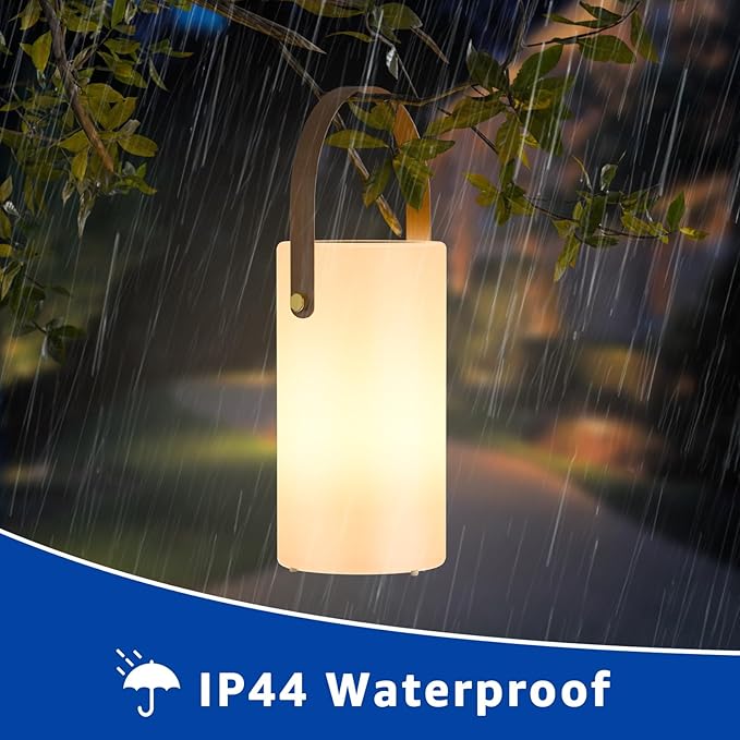 uuffoo Solar Table Lamp Outdoor Lantern 2 in 1 Rechargeable Battery Operated Portable LED Cordless Lights with Remote 8 Colors Waterproof IP44 for Patio Camping Outside/Indoor