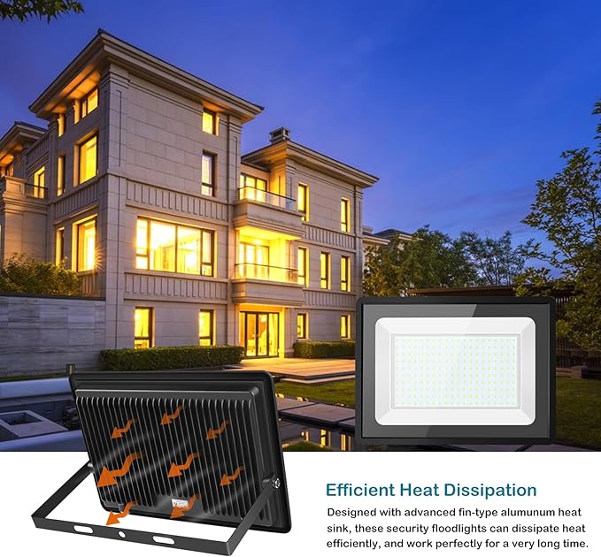 3 Pack 150W Warm White Flood Light 3000K 19500LM Outside Flood LightSuper Bright Outdoor Security Lights IP66 Waterproof Floodlight for Yard Playground Garage Garden Lawn