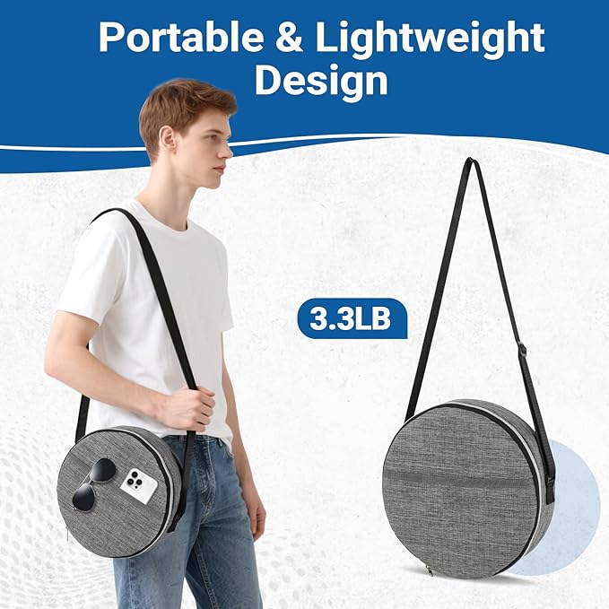 2025 Upgraded Collapsible Stool with PU Cushion Folding Camping Stool with Carry Bag Waterproof &amp Durable Cushion Lightweight Sturdy Retractable Suitable for Camping Fishing Hiking (Blue)