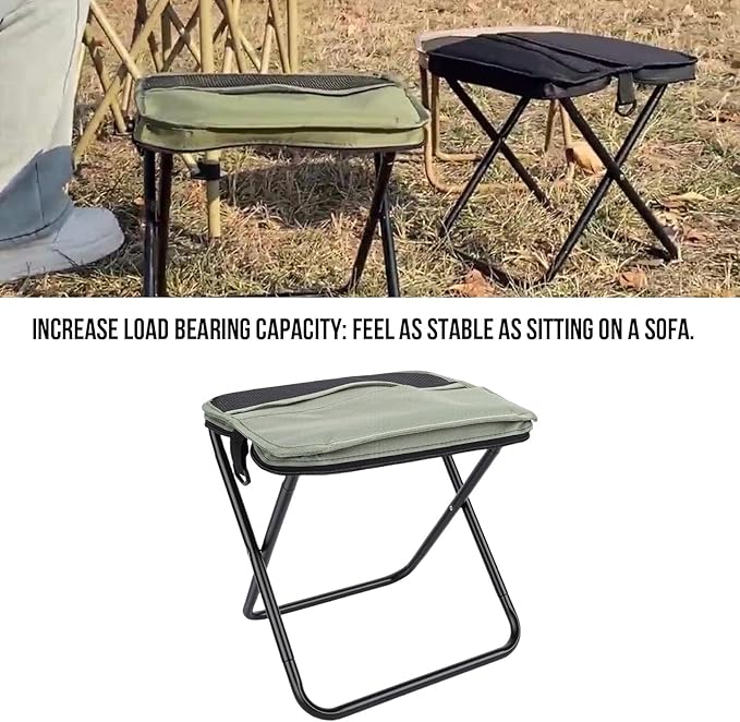 Ymiko Mini Folding Stool Portable Compact Stool with Double Storage Bags and Reinforced X Frame for Outdoor Camping Fishing Picnicking Travel