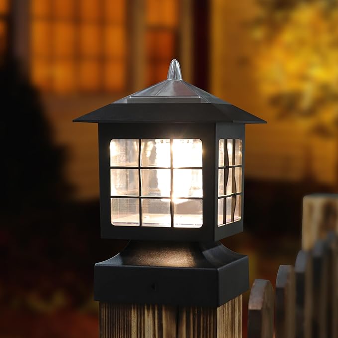 KS101X6AA Solar Post Cap Lights Outdoor for Yard Post Fence Waterproof 20 LUMENS Each 6 Pack