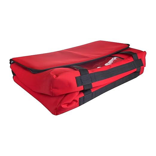 Sterno Delivery Leak Proof Insulated Bag Hot and Cold Container for Catering and Food Transport Durable Red Cloth Exterior with Tear-Resistant Vinyl Liner 15”L x 23”W x 13.5”H