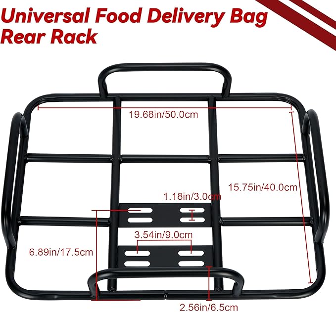 Food Delivery Box Rack Rear Grille 80kg Loading Delivery Food Box Rack with Guardrail Delivery Food Bag Rack Universal for Motorcycle Electric (inner diameter 50/40)