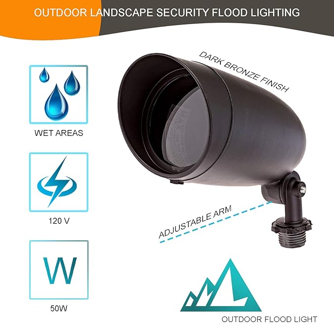 Dysmio Lighting One Light PAR20 120 Volt Die Cast Aluminum Durable Outdoor Landscape Security Lighting Flood Dark Bronze - Pack of 2