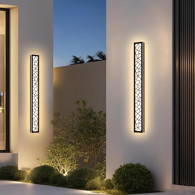 2 Pack Modern Outdoor Long Wall Lights Fixture40 inch Outdoor LED Wall Sconce LightDimmable Outside Wall Led Linear LightsExterior Lighting Fixtures for GaragePorchPatioFront Door