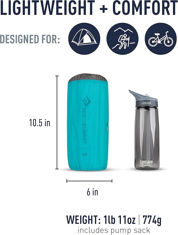 Sea to Summit Comfort Light Insulated Sleeping Pad for Backpacking and Camping Large (72 x 25 x 2.5 inches)