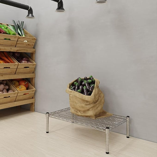 18''W x 30''L x 8''H Chrome Plated Wire Dunnage Rack | Off The Floor Storage