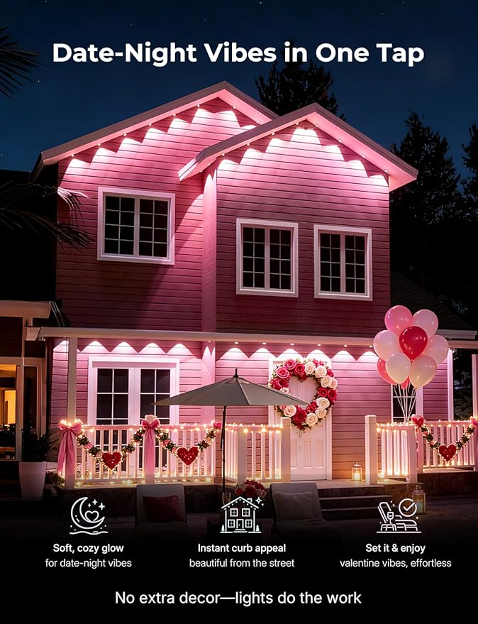 100FT Permanent Outdoor Lights for House Smart RGB LED Eaves Lighting with APP &amp Remote Control IP67 Waterproof Christmas Lights for Holidays Parties &amp Year-Round Décor