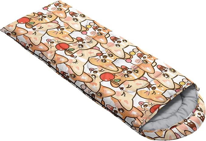 AILONEN Cartoon Camping Sleeping Bag for Boys Girls AdultsLightweight &amp Waterproof3 Season Warm &amp Cold WeatherPortablePrinted Sleeping BagTravelingCampingHiking