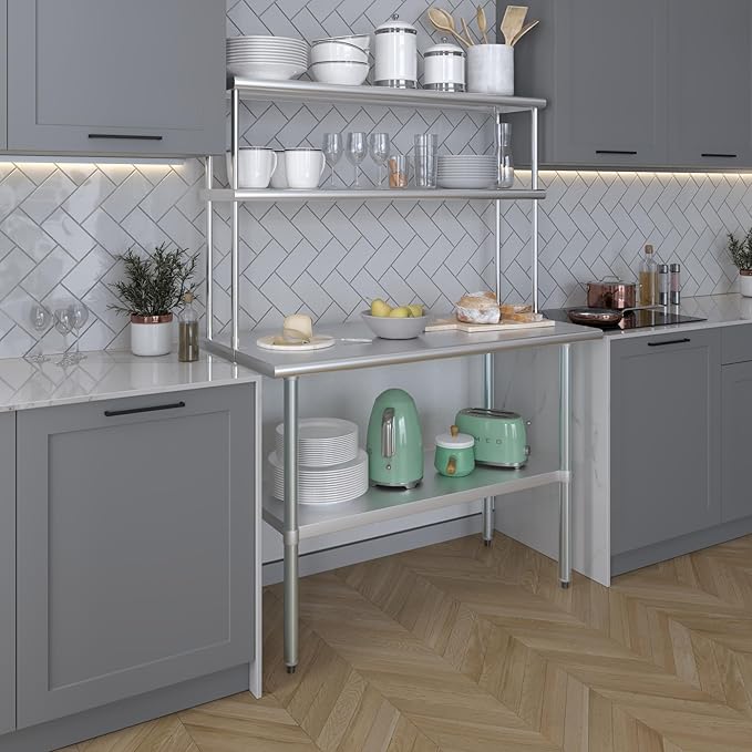 AmGood Double OverShelf Stainless Steel NSF - Many (48 Long x 12 Deep)