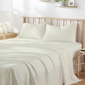 SlumberWell California King Sheet Set 4 Piece Luxury Soft Microfiber RV Camper Bedding 8 to 12 Inch Deep Pocket Sheets Fits 72x84 Mattress Ivory Stripe