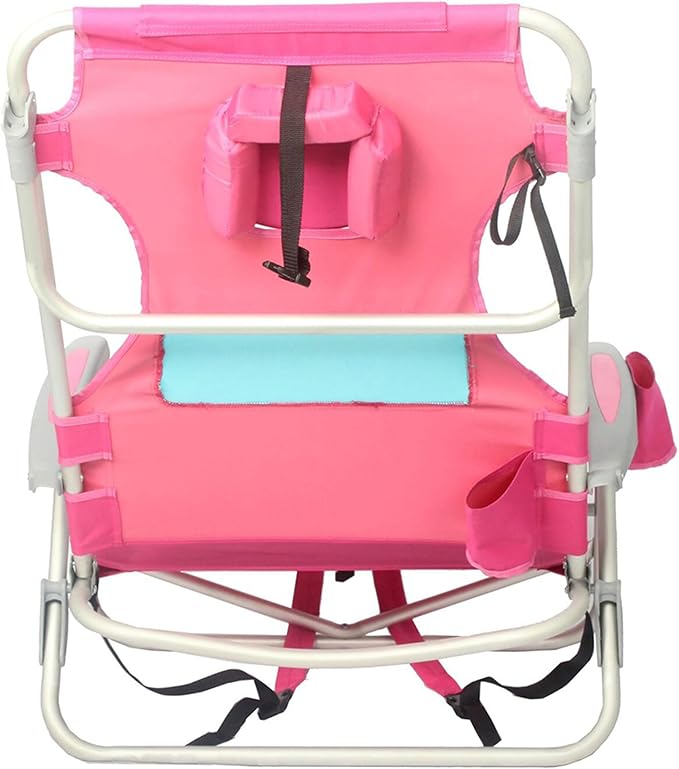 Ostrich Outdoor Beach Ladies Comfort On-Your-Back Adjustable &amp Portable Beach Chair with Backpack Straps and Cup Holder Pink (3 Pack)