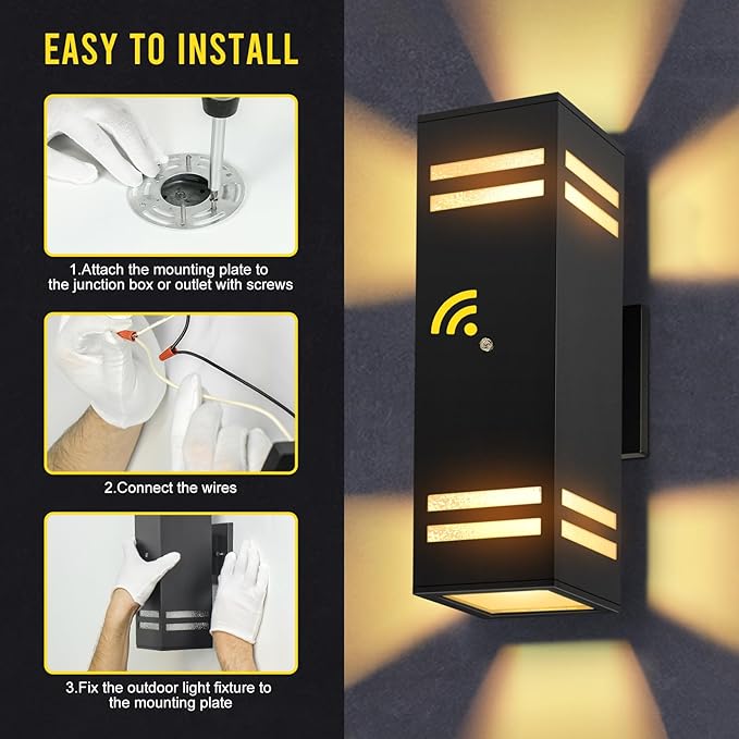 Dusk to Dawn Outdoor Wall Light 2 Pack Modern Exterior Lighting Fixtures for House Black Outdoor Sconce Lights with LED Bulbs Up Down Lights Outside Garage Lights for House Porch Door