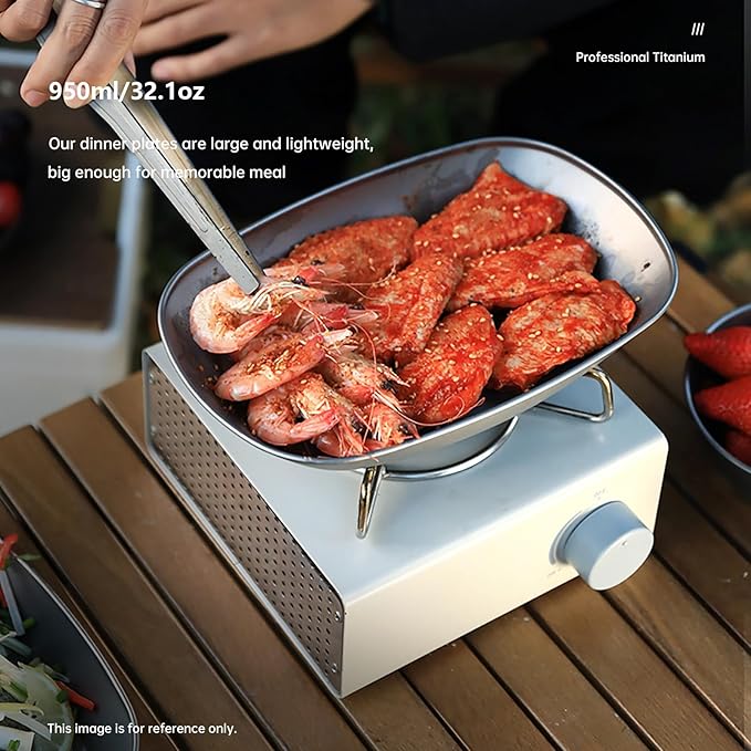 Titanium Plate Camping Picnic Tableware 32.1fl oz Cooking Utensils Extremely Light Dishes Bowl 106g (Ice Flowers)