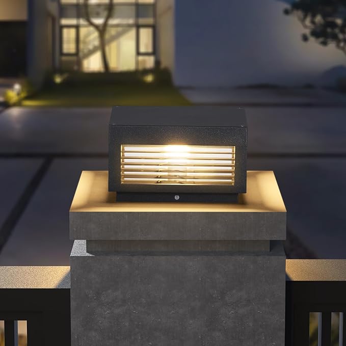 Outdoor Post Lights 9.84 Hard Wired Column Pillar Light Waterproof Modern Lamp Posts AC100-240V LED Square Lantern for Fence Driveway Patio Garden Backyard