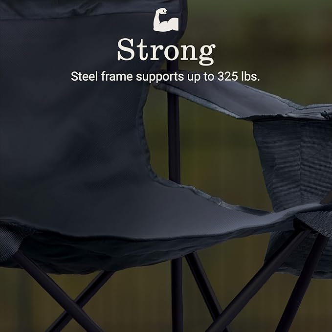 Coleman Portable Camping Chair with 4-Can Cooler Cushioned Seat &amp Back with Side Pockets &amp Cup Holder Carry Bag Included Great for Camping Tailgating Firepits Patio &amp More