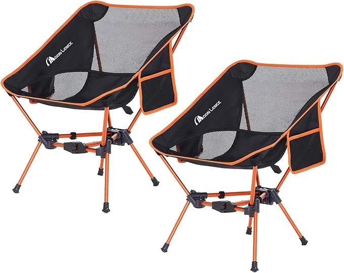 MOON LENCE Portable Camping Chair Backpacking Chair - The 4th Generation Ultralight Folding Chair - Compact Lightweight Foldable Chairs for Hiking Mountaineering Beach (Orange-2Pack)