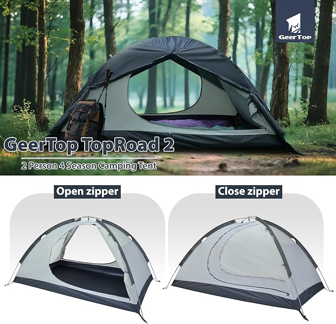 GEERTOP Ultralight 2 Person Backpacking Tent 4 Season Waterproof Camping Tent Double Layer Cold Weather Easy Set Up Tents for Family Camp Hiking Hunting Outdoor Mountaineering Travel