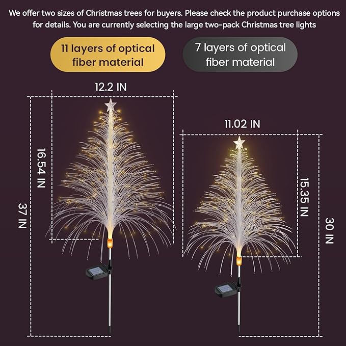 6 Packs Christmas Tree Solar Garden Light with Multi-Colored Change Auto ON/Off Outdoor Yard Light Solar Lighting for Garden Porch Christmas and Festival Decoration (S_Size)