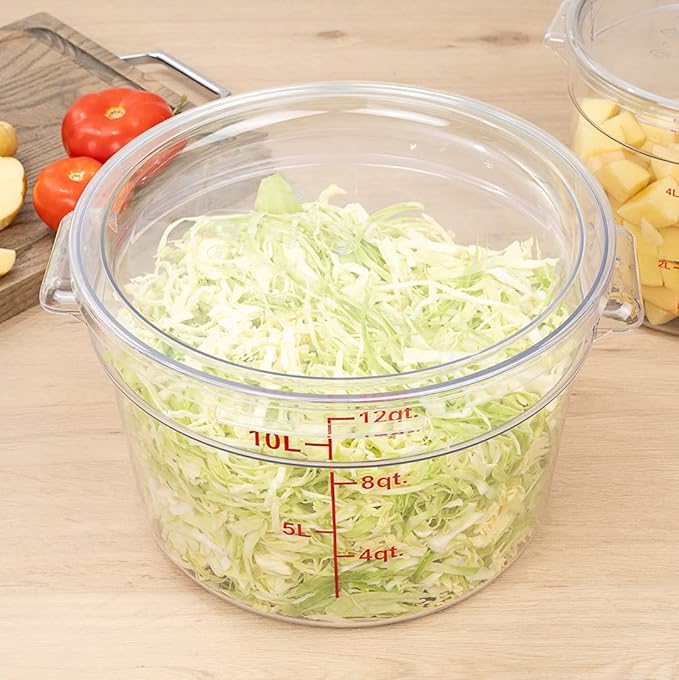 Restaurantware-LID ONLY: Met Lux Food Storage Container Lid 1 Round Marinating Container Lid - Containers Sold Separately With Date Indicator Clear Plastic Lid Dishwashable Freezable