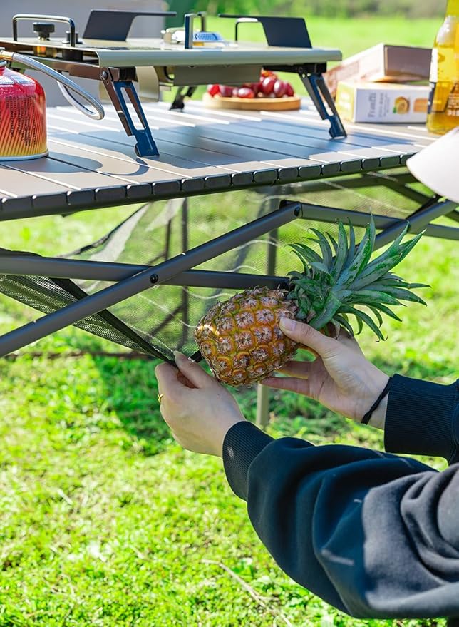 Whitsunday Aluminum Folding Outdoor Camping Table Compatible with Wagons (Desert Sand Rectangular(H))