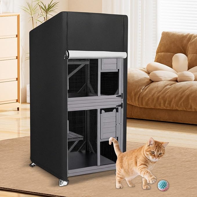 Outdoor Cover 600D Oxford Fabric Waterproof for Large Cat Shelters Weather Proof Rain Snow Proof Windproof Cover with Adjustable Drawstring and Double Zipper